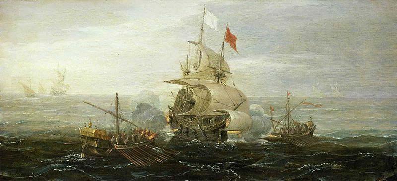 Aert Anthonisz A French Ship and Barbary Pirates oil painting image